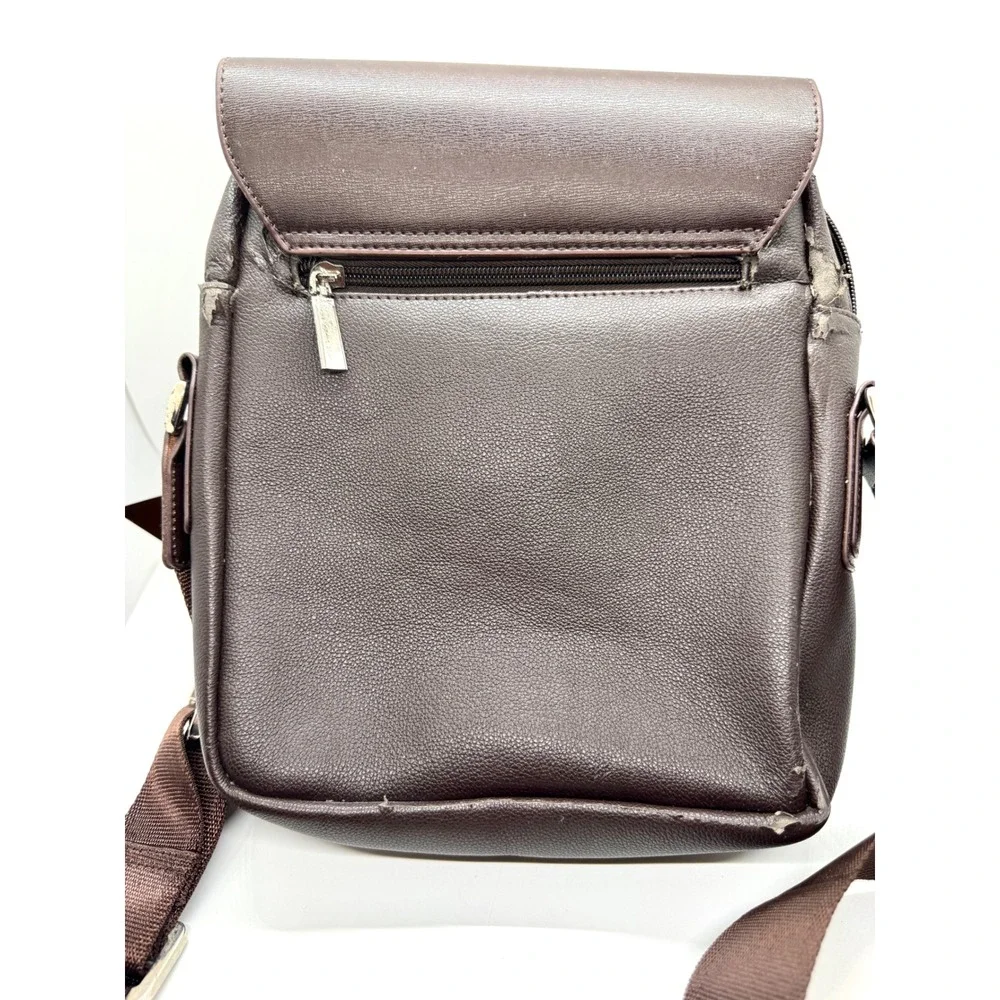 Set of 2 Faux Leather Crossbody Messenger Bags Black Brown Travel Satchel‎